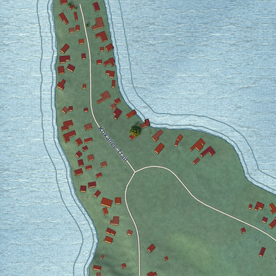 Close-up of the map of Lake Almanor West, California print showing street and building detail