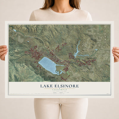 Map of Lake Elsinore, California, 18 x 24 inch unframed archival matte print