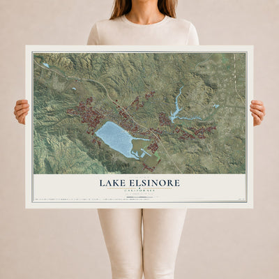 Map of Lake Elsinore, California, 24 x 36 inch unframed archival matte print