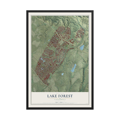 Map of Lake Forest, California, 12 x 18 inch print in a black wood frame
