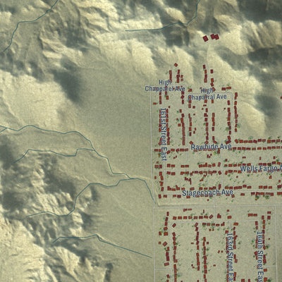 Second close-up of the map of Lake Los Angeles, California print showing more streets and buildings