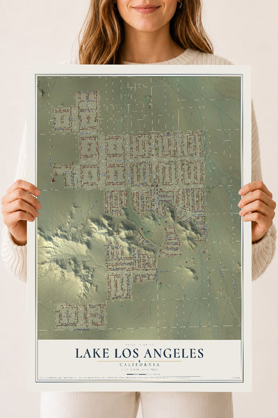 Map of Lake Los Angeles, California, 18 x 24 inch unframed archival matte print