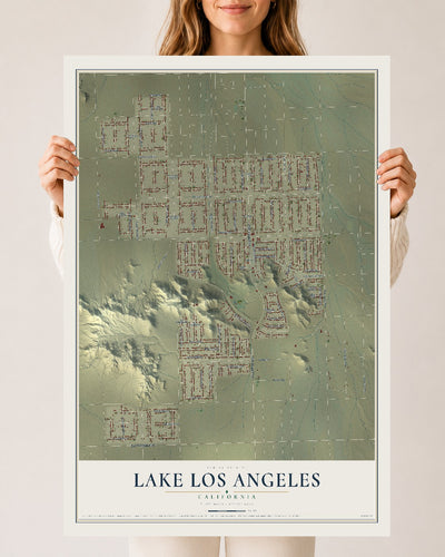 Map of Lake Los Angeles, California, 24 x 36 inch unframed archival matte print