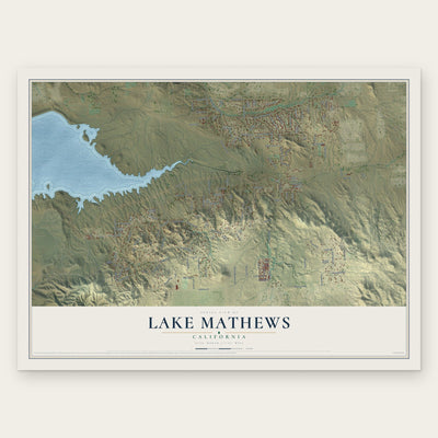 Lake Mathews, California map print, the full design