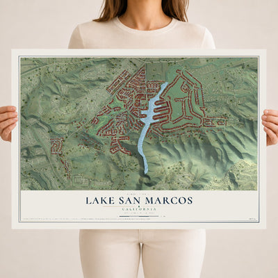 Map of Lake San Marcos, California, 18 x 24 inch unframed archival matte print