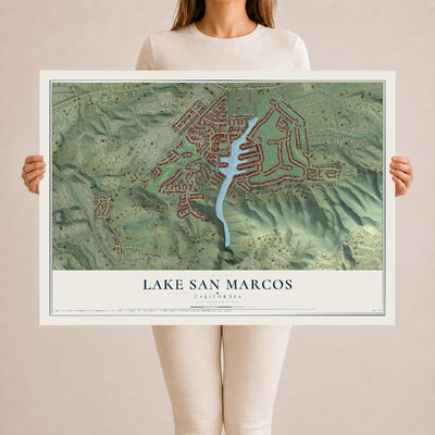 Map of Lake San Marcos, California, 24 x 36 inch unframed archival matte print