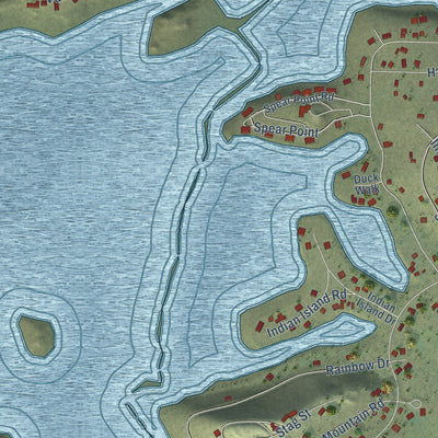Close-up of the map of Lake Shastina, California print showing street and building detail