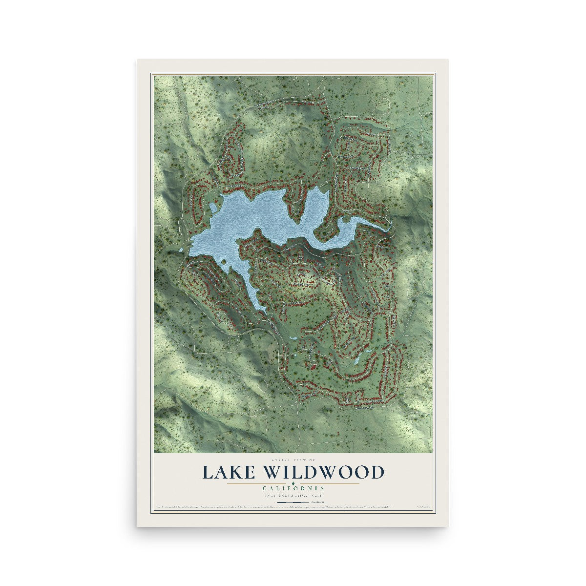 Map of Lake Wildwood, California, 12 x 18 inch unframed archival matte print