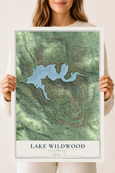 Map of Lake Wildwood, California, 18 x 24 inch unframed archival matte print