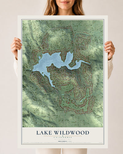 Map of Lake Wildwood, California, 24 x 36 inch unframed archival matte print