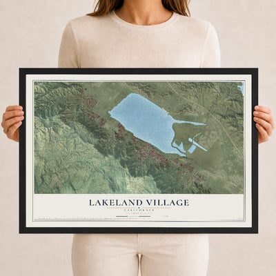 Map of Lakeland Village, California, 12 x 18 inch print in a black wood frame