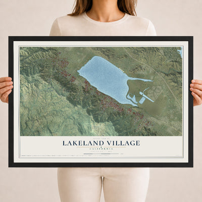 Map of Lakeland Village, California, 18 x 24 inch print in a black wood frame