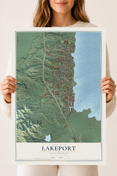 Map of Lakeport, California, 18 x 24 inch unframed archival matte print