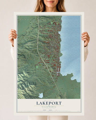 Map of Lakeport, California, 24 x 36 inch unframed archival matte print