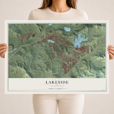 Map of Lakeside, California, 18 x 24 inch unframed archival matte print