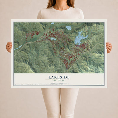 Map of Lakeside, California, 24 x 36 inch unframed archival matte print
