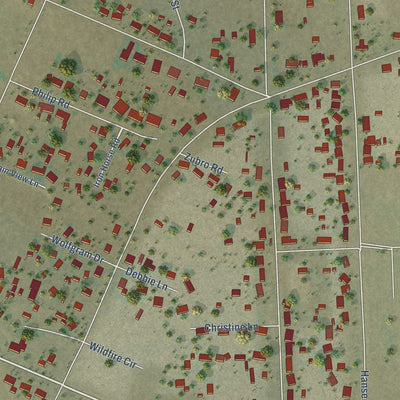 Close-up of the map of Lakeview, California print showing street and building detail