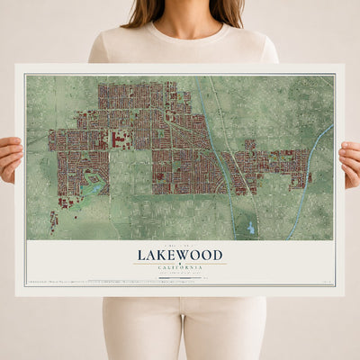 Map of Lakewood, California, 18 x 24 inch unframed archival matte print