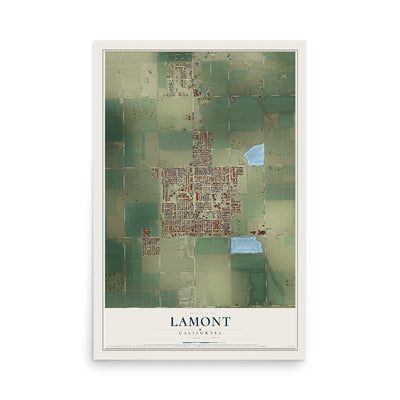 Map of Lamont, California, 12 x 18 inch unframed archival matte print