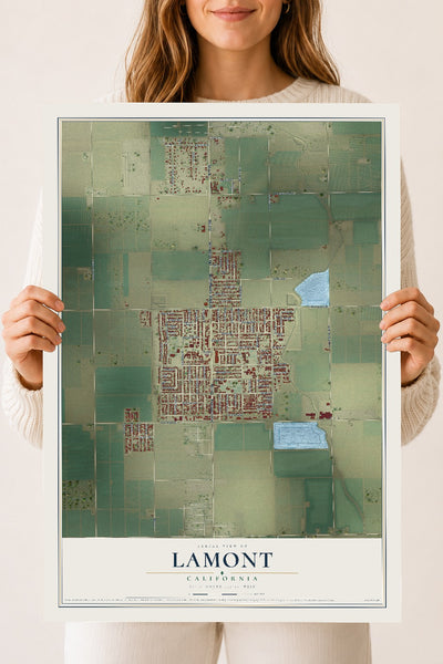 Map of Lamont, California, 18 x 24 inch unframed archival matte print