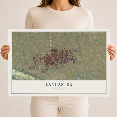Map of Lancaster, California, 12 x 18 inch unframed archival matte print
