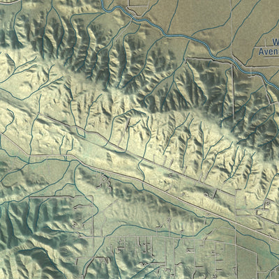 Second close-up of the map of Lancaster, California print showing more streets and buildings