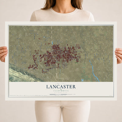 Map of Lancaster, California, 18 x 24 inch unframed archival matte print