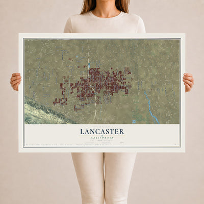 Map of Lancaster, California, 24 x 36 inch unframed archival matte print