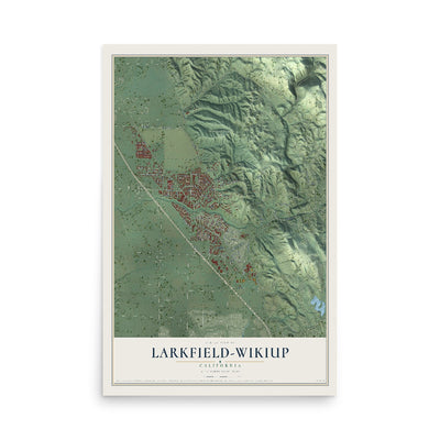 Map of Larkfield-Wikiup, California, 12 x 18 inch unframed archival matte print
