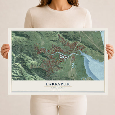 Map of Larkspur, California, 12 x 18 inch unframed archival matte print