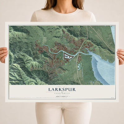Map of Larkspur, California, 18 x 24 inch unframed archival matte print