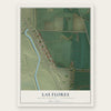 Las Flores, Tehama County, California map print, the full design