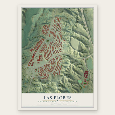Las Flores, California map print, the full design
