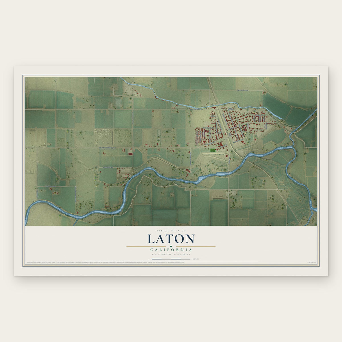 Laton, California map print, the full design