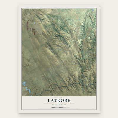 Latrobe, California map print, the full design