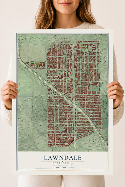 Map of Lawndale, California, 18 x 24 inch unframed archival matte print