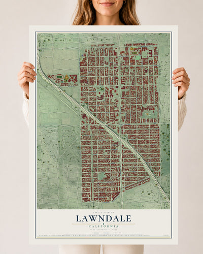 Map of Lawndale, California, 24 x 36 inch unframed archival matte print