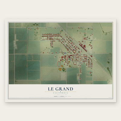 Le Grand, California map print, the full design