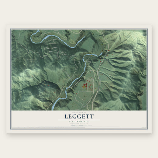 Leggett, California map print, the full design