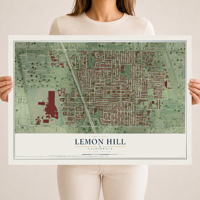 Map of Lemon Hill, California, 18 x 24 inch unframed archival matte print