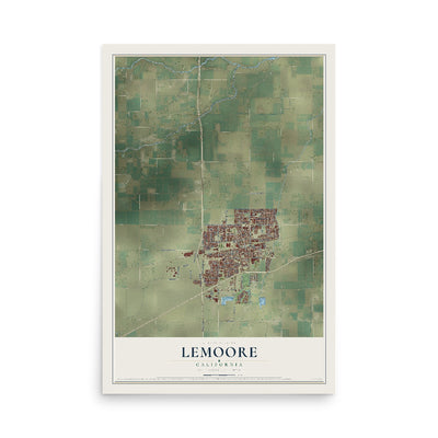 Map of Lemoore, California, 12 x 18 inch unframed archival matte print