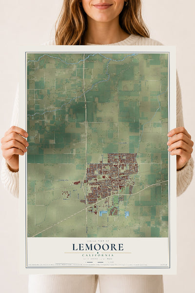 Map of Lemoore, California, 18 x 24 inch unframed archival matte print