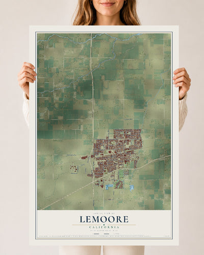 Map of Lemoore, California, 24 x 36 inch unframed archival matte print