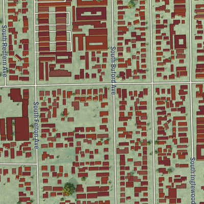 Close-up of the map of Lennox, California print showing street and building detail