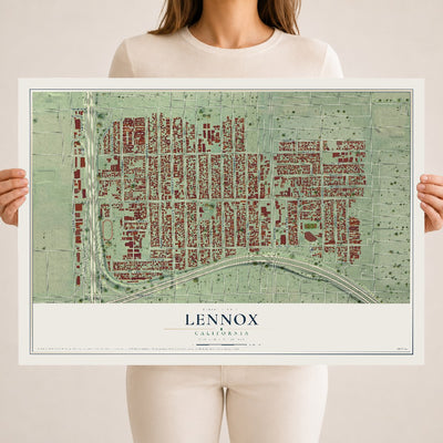 Map of Lennox, California, 18 x 24 inch unframed archival matte print