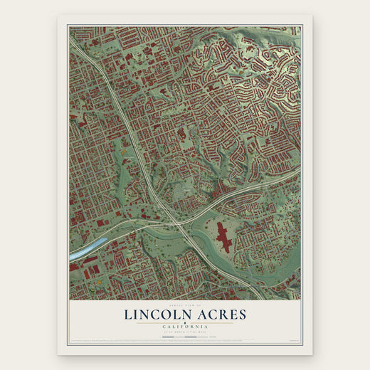 Lincoln Acres, California map print, the full design