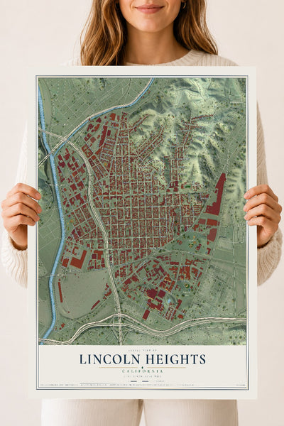 Map of Lincoln Heights, California, 18 x 24 inch unframed archival matte print