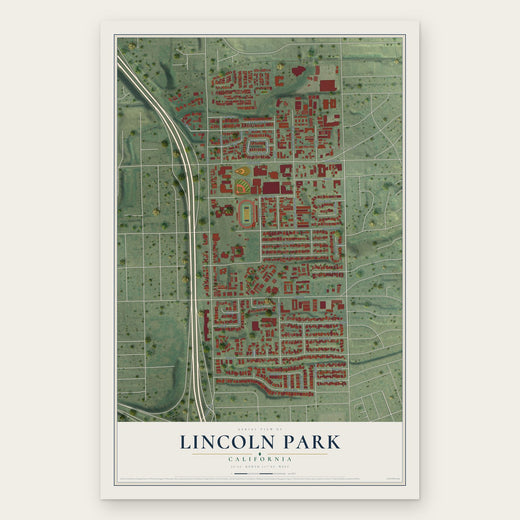 Lincoln Park, California map print, the full design