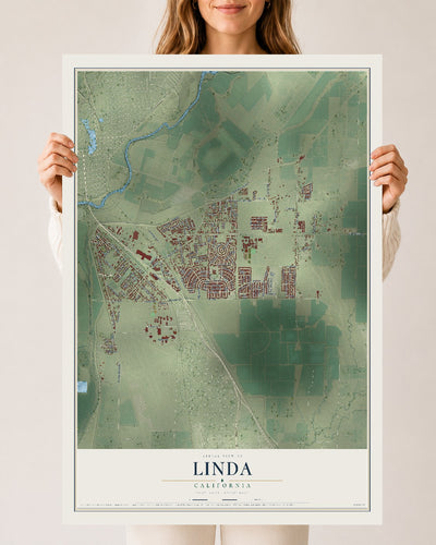 Map of Linda, California, 24 x 36 inch unframed archival matte print