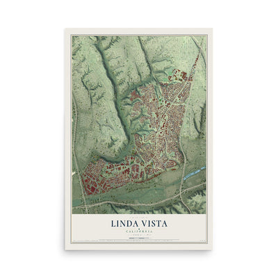 Map of Linda Vista, California, 12 x 18 inch unframed archival matte print